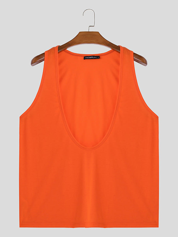 Mens Solid U-Neck Casual Sleeveless Vest SKUK56867