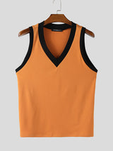 Mens Colorblock V-Neck Casual Tank SKUL15206