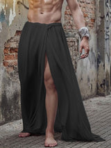 Men's Casual Sheer Loose Slit Skirt SKUL53032