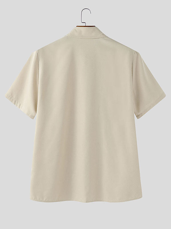 Mens Diamond Embellished Casual Short-Sleeve Shirt SKUL14049