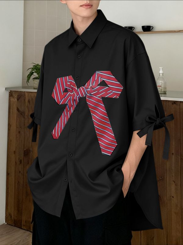 Men's Bow Tie Print Half Sleeve Shirt SKUL41039