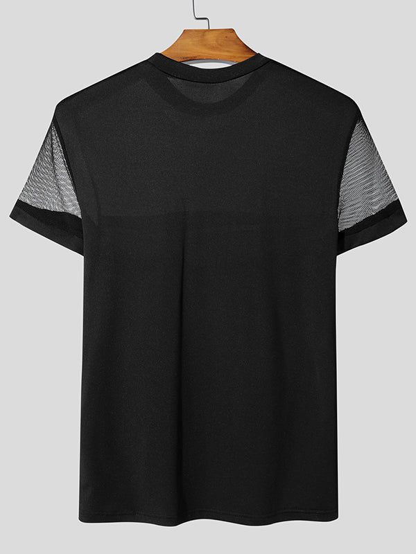 Mens Sheer Mesh Panel Short Sleeve T-Shirt SKUL09386