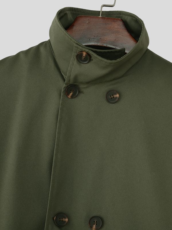 Men's Double Breasted Stand Collar Long Sleeve Jacket SKUL31504