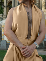 Mens Satin Hollow-Out Sleeveless Jumpsuit SKUL02051