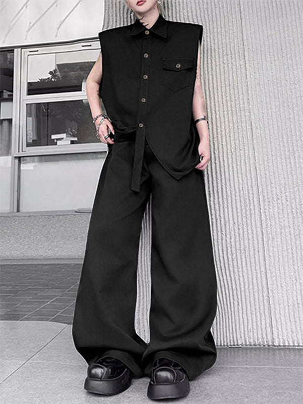 Men's Solid Color Casual Two Pieces Outfit SKUL26990