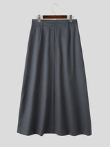 Mens Solid Color Split Pleated Skirt SKUK98827