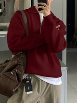 Men's Textured Half High Neck Long Sleeve Sweater SKUL38551