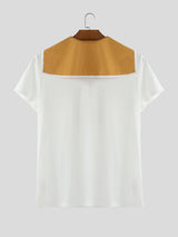 Men's Colorblock Sailor Collar Short Sleeve T-Shirt SKUL27341
