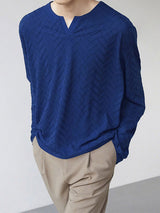Men's Solid Textured Long Sleeve T-Shirt SKUL29586