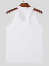 Mens Irregular Solid U-Neck Sleeveless Casual Vest SKUK57372