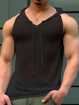 Mens Mesh See Through Sleeveless Hooded Vest SKUK48144