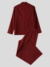 Men's Quiet Luxury Runway Double Breasted Floor Length Flared Leg Two Pieces Outfit SKUL80537