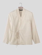 Men's Solid Color Tie Casual Long Sleeve Blazer SKUL27434