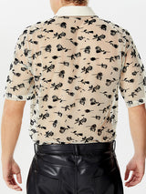 Mens Rose Embroidered See Through Casual Shirt SKUK58924