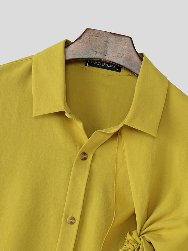 Mens Shawl Patchwork Short Sleeve Shirt SKUL10902