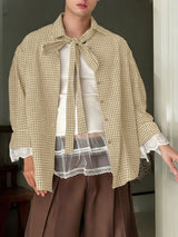 Men's Plaid Bow Long Sleeve Shirt SKUL45417