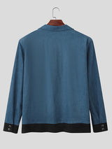 Men's Contrast Embroidered Casual Long Sleeve Jacket SKUL25793