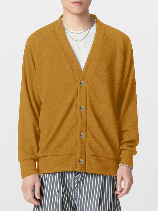 Men's Knit V-Neck Long Sleeve Cardigan SKUL27333