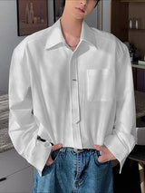 Men's Solid Color Casual Long Sleeve Shirt SKUL37259