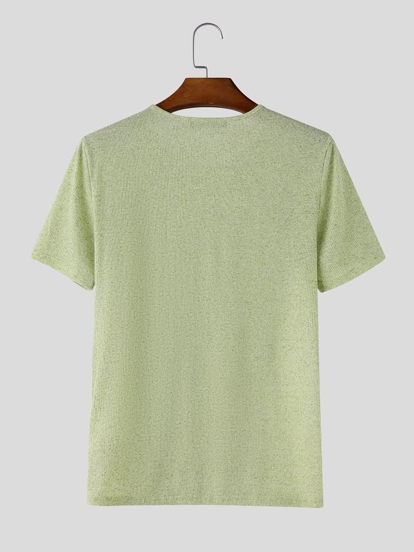 Men's New Chinese Style Frog Button Hollow Out Slim Fit T-shirt SKUL59492