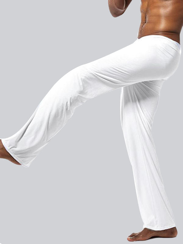 Men's Athletic Minimalist Yoga Meditation Low-Rise Drawstring Flared Bootcut Pant SKUL83952