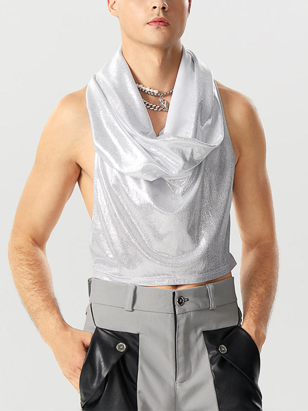 Mens Glitter Cowl Neck Hooded Crop Top SKUK23174