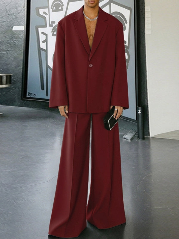 Men's Solid Color Loose Casual Two Pieces Outfit SKUL50004