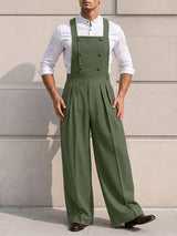 Men's Vintage Double Breasted Pleated High Waist Jumpsuit SKUL75520