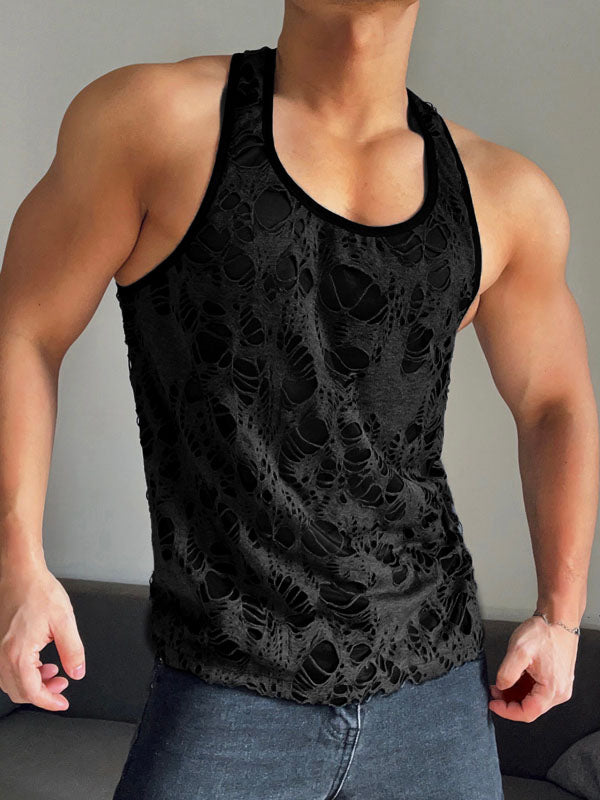 Mens Solid Color Textured Sleeveless Tank SKUK70227