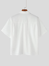 Mens Solid Color Textured Short-Sleeve Shirt SKUL11804