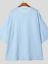 Men's Jacquard Knit Crew Neck 3/4 Length Sleeve T-Shirt SKUL39697