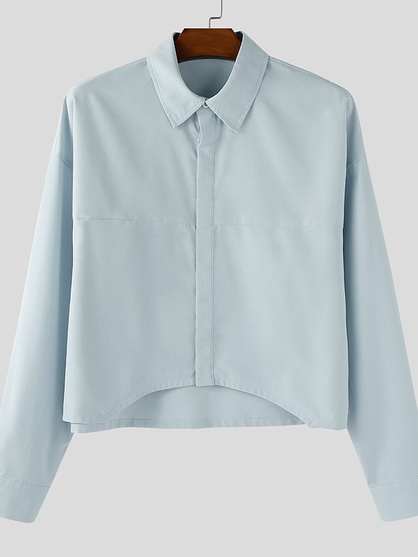 Men's Solid Color Casual Long Sleeve Shirt SKUL37283