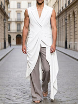 Men's Avant-Garde Asymmetric Draped Longline Blazer SKUL68220