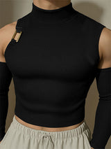 Men's Solid Knit Mock Neck Casual Tank SKUL22780