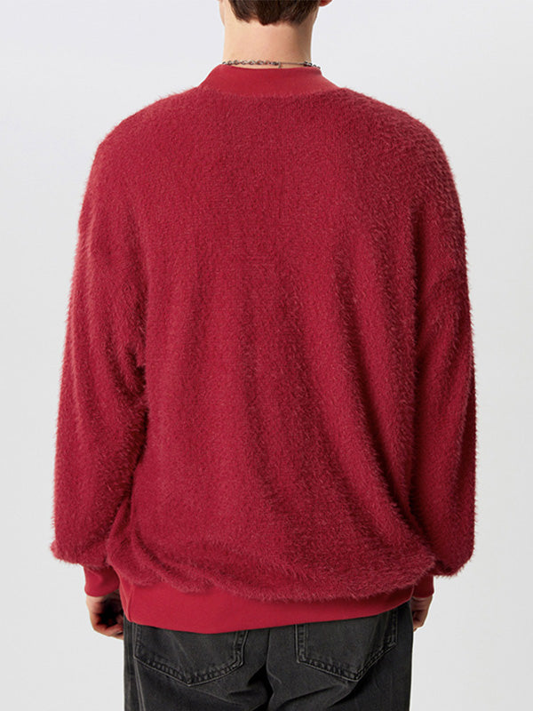 Mens Minimalist Solid Color Textured Pullover Sweater SKUK75065