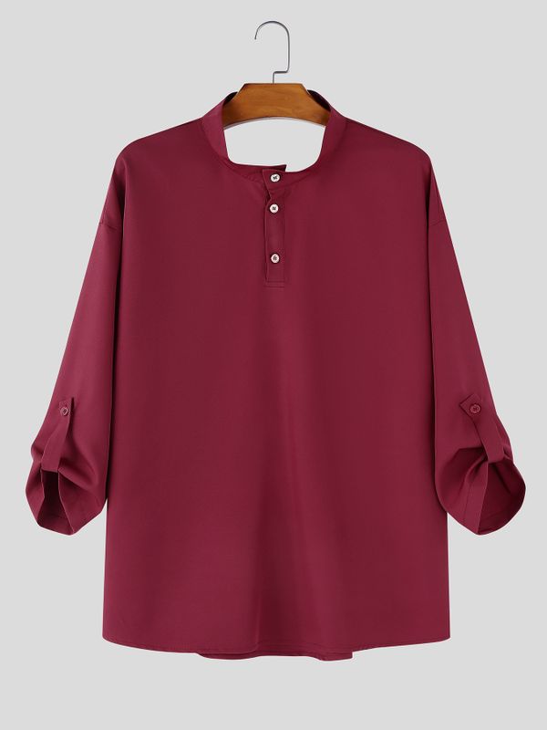 Men's Deconstructed Backless Long Sleeve Shirt SKUL55299