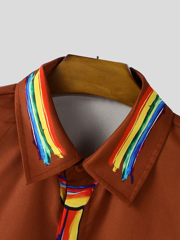 Men's Fun Crayon Print Long Sleeve Shirt SKUL41205