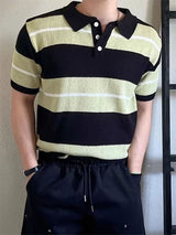 Mens Striped Knit Short Sleeve Shirt SKUK68827