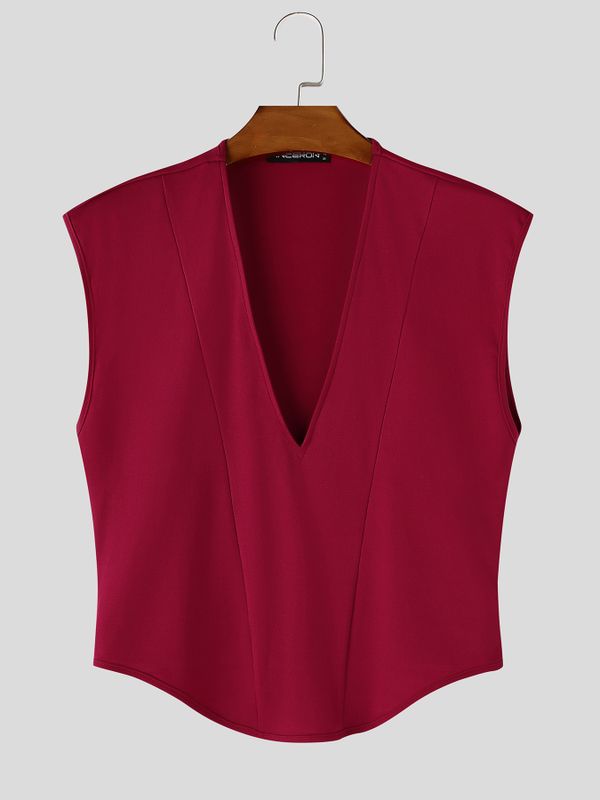 Men's V-Neck Tailored Structural Corset Tank SKUL63908