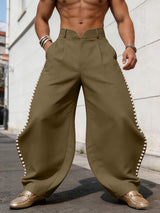 Men's Avant-Garde Sculptural Pearl-Embellished V-Waist Balloon Pant SKUL68004
