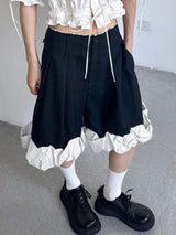 Men's Ruffled Patchwork Striped Casual Short SKUL34026