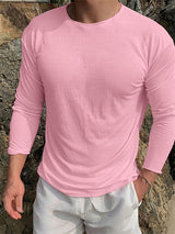 Mens Ruched Textured Long-Sleeve T-Shirt SKUK75390