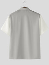 Men's Floral Print Colorblock Short Sleeve Shirt SKUL26121