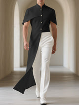 Mens Solid Color Long Hem Short Sleeve Blazer SKUL23509