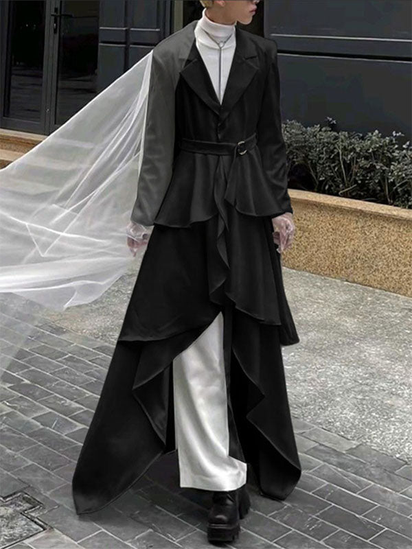 Men's Ruffled Patchwork Casual Long Sleeve Blazer SKUL29594