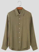 Mens Solid Color Casual Long Sleeve Shirt SKUK71196