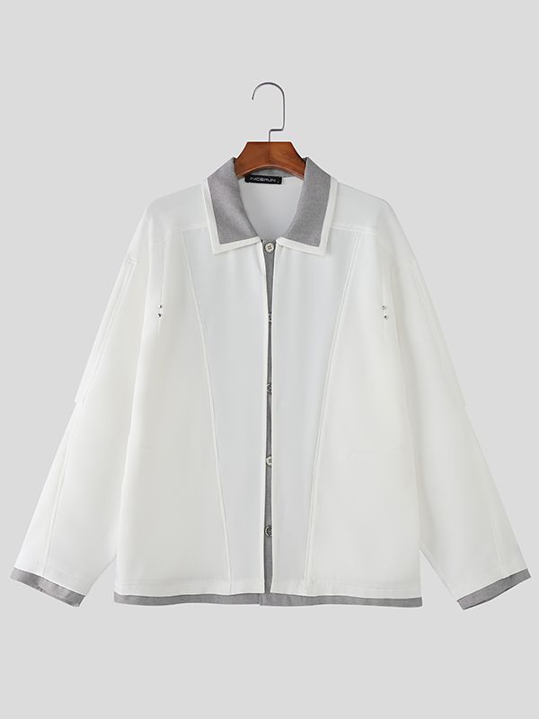 Men's Fake Two Piece Color Block Long Sleeve Jacket SKUL36468