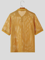 Mens Honeycomb Textured Collared Short Sleeve Shirt SKUK64754