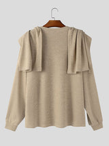 Men's Solid Color Textured Drape Neck Long Sleeve Sweater SKUL45168