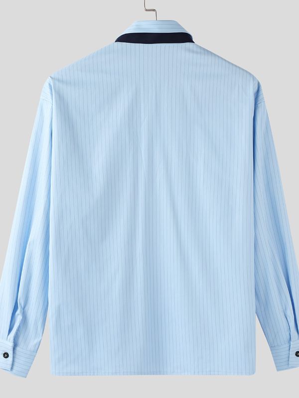 Men's Striped Tie Casual Long Sleeve Shirt SKUL31824